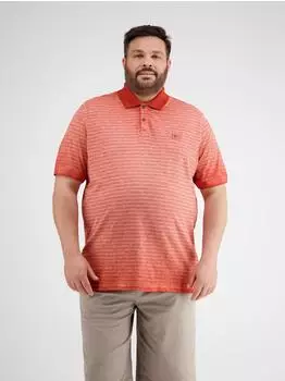 Lerros Gestreiftes Langarm-Poloshirt earth red