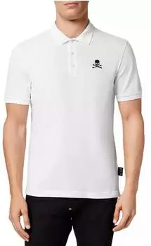 Philipp Plein Skull Logo Polo Shirt (PABCMTK5543PTE003N) weiß