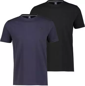 Lerros T-Shirts Rundhals mit Logo-Stickerei 2er-Pack Regular Fit (2003000) schwarz/navy
