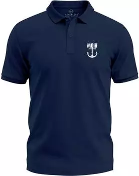 Neverless Moin Anchor Print Polo Shirt Modern Fit (268957) navy