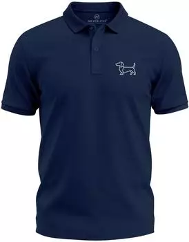 Neverless Poloshirt mit Dackel Print navy