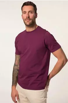 JP 1880 T-Shirt Halbarm Brustprint Melangejersey dunkelrot