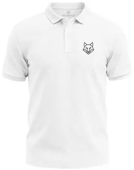 Neverless Wolf Tierlogo im Polygon-Stil Kurzarm Polo (31864) weiß