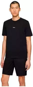 Hugo Boss T-Shirt aus Stretch-Baumwolle mit Kontrast-Logo Style TChup 50473278 Schwarz