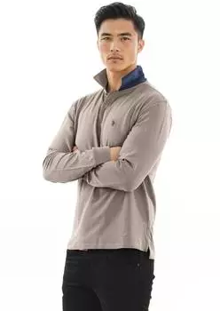 U.S. Polo Assn. P004 Langarm Poloshirt dunkelgrau-navy