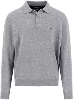 Fynch-Hatton Merino Kaschmir Strickpolo mit Polokragen (1514804) grau
