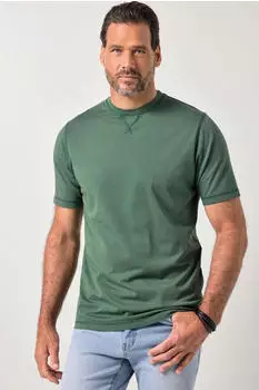 JP 1880 T-Shirt Halbarm Brustprint Melangejersey dunkelgrün