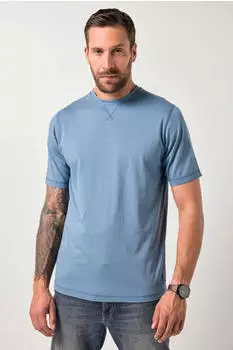 JP 1880 T-Shirt Halbarm Brustprint Melangejersey (71717562) hellblau