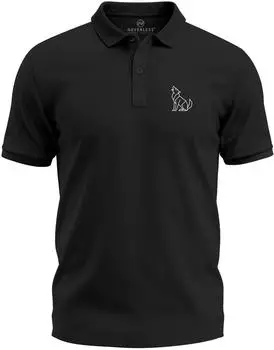 Neverless Polo shirt mit Tierlogo im Polygon-Stil schwarz
