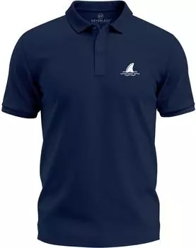 Neverless Poloshirt mit Haiflossen Logo (31492) schwarz/navy blau