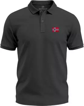 Neverless Poloshirt mit Norwegen Logo (31504) dunkelgrau melange