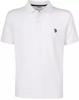 U.S. Polo Assn. Piquet Poloshirt mit Logo-Stickerei wei&szlig;