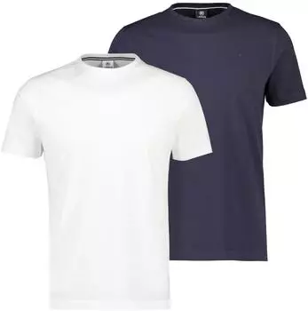 Lerros Basic T-Shirt mit Logo Stickerei (2003000) navy/weiß