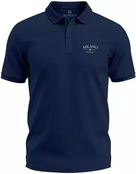 Neverless Milano Italia Poloshirt mit Flaggendruck (31585) schwarz navy