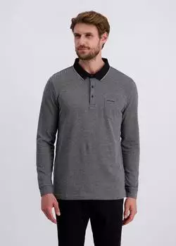 Pierre Cardin Poloshirt mit Fischgrätmuster Slim Fit grau/schwarz