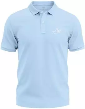 Neverless Maritime Minimal Design Kurzarm Polo mit Print (31552) hellblau