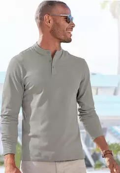 John Devin Polo shirt Piqu&eacute; Henley-Ausschnitt (52256752) grau