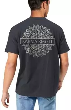 MAKAYA Karma Regelt Mandala Rückenprint T-Shirt (HTS_394_4_XXXL) blaugrau