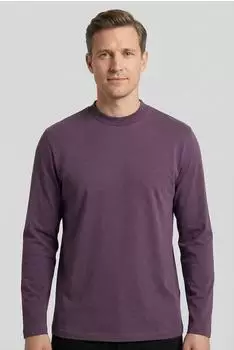 Fynch-Hatton Mock Neck 1/1 Interlock Langarmshirt (15121514) aubergine