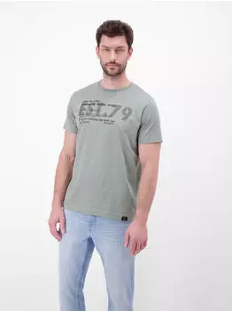 Lerros T-Shirt aus Baumwolle mit Brustprint Storm Grey (2623005_22802)
