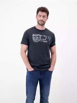 Lerros T-Shirt aus Baumwolle mit Brustprint Classic Navy (2623005_48502)