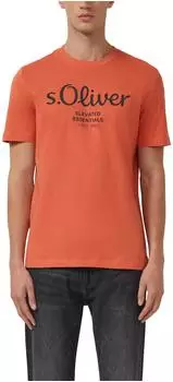 s.Oliver Baumwoll-T-Shirt mit Logo-Print orange 2139909.34D1.