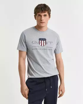 GANT Archive Shield SS T-Shirt mit Logodruck (2003199) graumeliert