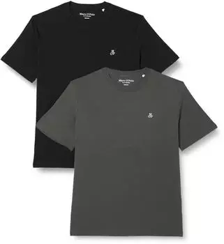 Marc O'Polo 2-Pack T-Shirts Regular aus reiner Bio-Baumwolle (421205809102) khaki/schwarz