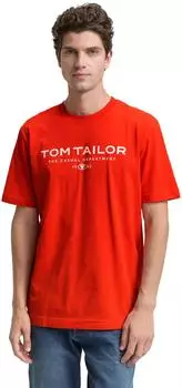 Tom Tailor T-Shirt aus Baumwolle mit Logo-Print (1045773) tango orange