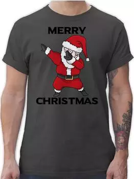 Shirtracer Dabbing Merry Christmas Snowman Santa Moose Reindeer Christmas Motif (PV-62076353) dunkelgrau