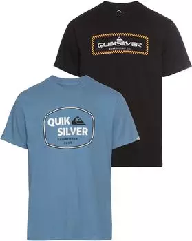 Quiksilver Just Framed Lockup Short Sleeve Pack YM Doppelpack T-Shirt mit Print (46024611) blau/orange/schwarz