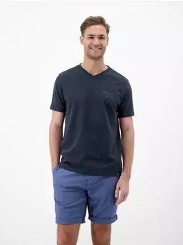 Lerros T-Shirt mit V-Neck in Strickqualität Classic Navy (2633121_48502)