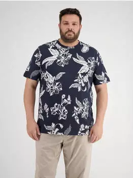 Lerros T-Shirt mit O-Neck All-over-Print in grossen Größen Classic Navy (26330241_48502)