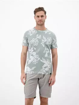 Lerros T-Shirt mit O-Neck und floralem All-over-Print Storm Grey (2633024_22802)