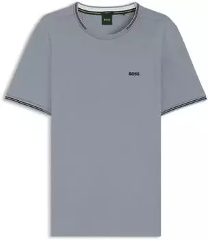 Hugo Boss T-Shirt aus Stretch-Baumwolle mit Streifen und Logo - Style Taul 50521245 Grau
