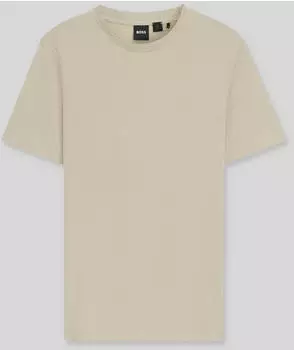 Hugo Boss T-Shirt aus Baumwoll-Mix mit kreisförmiger Jacquard-Struktur Style Tiburt 240 50452680 Hellbeige