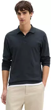 Marc O'Polo Langarm-Poloshirt regular aus softer Bio-Baumwolle (70371412) dunkelblau
