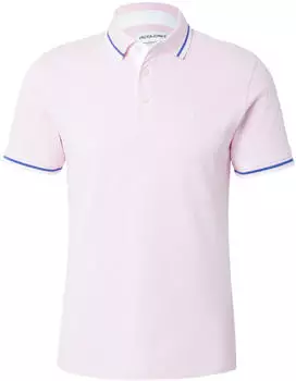 Jack & Jones Epaulos Kurzarm-Poloshirt (12136668) blau/rosa/weiß