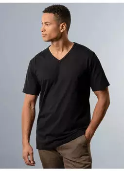 Trigema T-Shirt aus Bio-Baumwolle mit V-Ausschnitt (47093453) schwarz