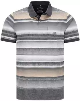 Hajo Fine Piqué Polo Shirt with Allover Print Stay Fresh (27939) schwarz