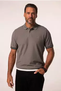 JP 1880 Poloshirt Langarm Pikee Badges Tall (824006) grau