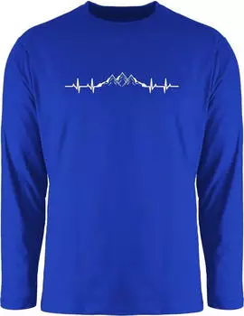 Shirtracer Mountains Heartbeat Langarm Shirt Rundhalsausschnitt royalblau