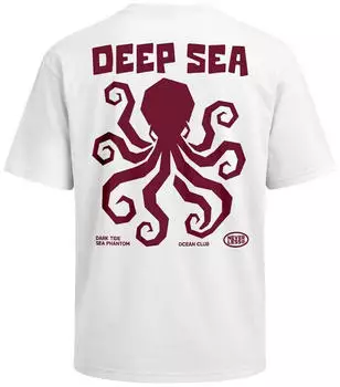 Neverless Octopus Oversized Relaxed Fit T-Shirt beige