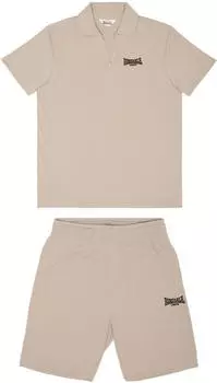 Lonsdale Motspur Polo Shirt & Shorts Set Regular Fit (117988) beige/schwarz