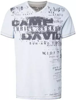Camp David CCU-1900-3891 T-Shirt mit Used-Kanten pastellblau/dunkelgrau
