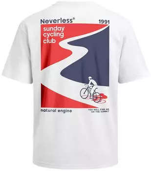 Neverless Sunday Cycling Club Print Shirt Oversized Relaxed Fit (448906) weiß