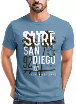 Neverless Surf Design San Diego Palmen Beach T-Shirt (19734) stone blue