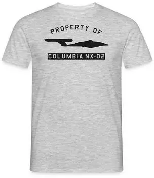 spreadshirt Star Trek Enterprise Property of Columbia NX-02 Männer T-Shirt (D308819631P6-54675-app231-size38) grau meliert