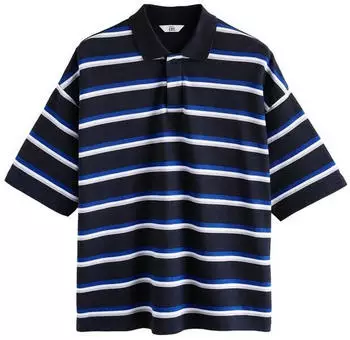 Next Fashion Poloshirt mit horizontalen Streifen navy/royalblau/hellgrau/weiß