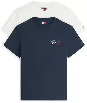 Tommy Hilfiger TJM Slim Fit Sign Chest T-Shirt Vintage ecru/dark night navy